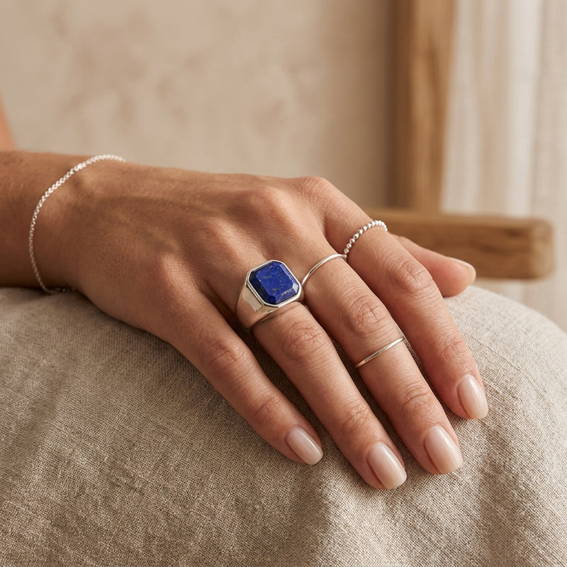 Silver Ring Lapis Lazuli "Orion Crest"