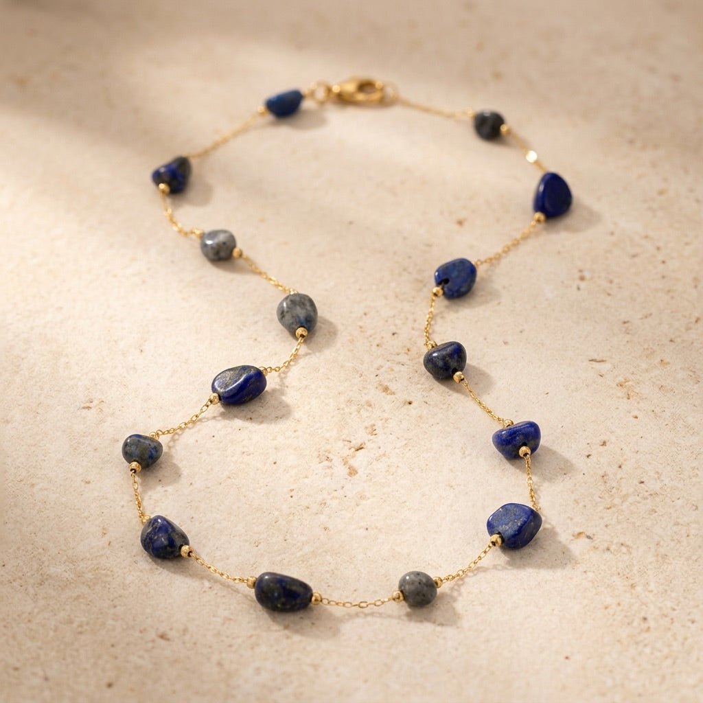 Lapis Lazuli Stone Necklace "Celestia Drift"