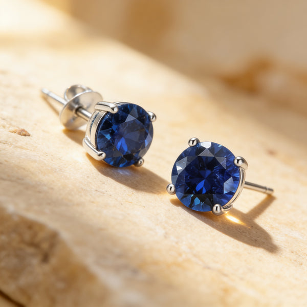 Blue Sapphire Stud Earrings "Veluné"