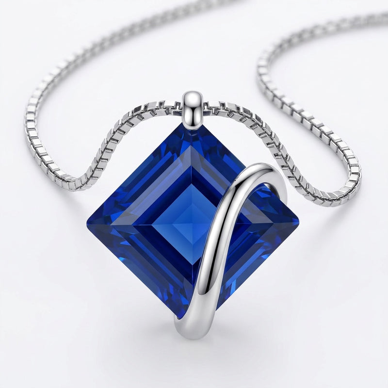 Blue Sapphire Pendant Necklace “Velior”