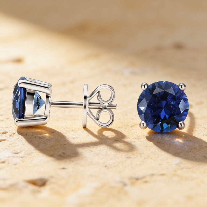 Blue Sapphire Stud Earrings "Veluné"
