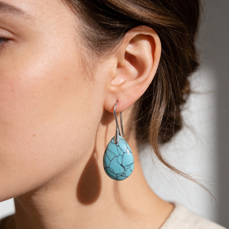 Turquoise Stone Earrings “Celestara Drift”