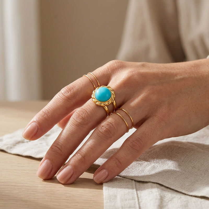 Turquoise Stone Ring “Golden Oasis”