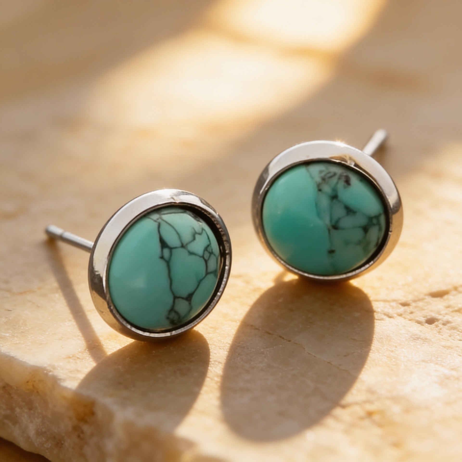 Turquoise Stone Stud Earrings "Orbita"