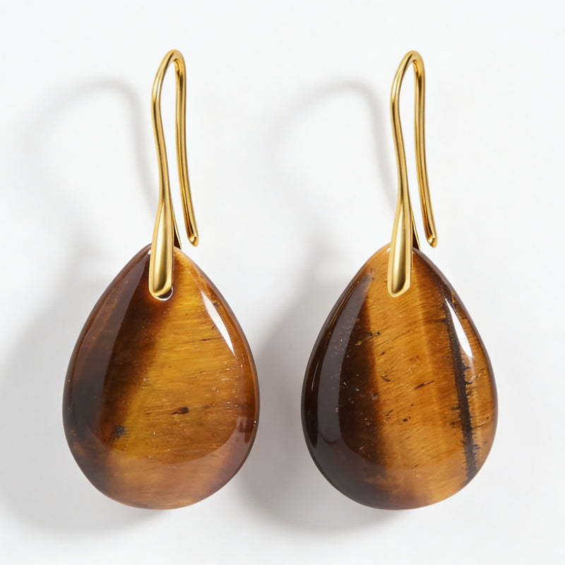 Tiger Eye Teardrop Earrings “Golden Rift”
