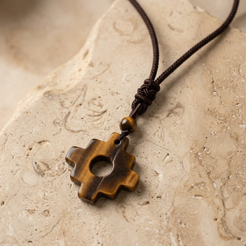 Tiger eye Necklace "Tetris"