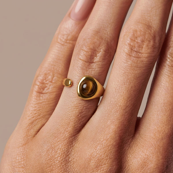 Tiger's eye ring "Dune"