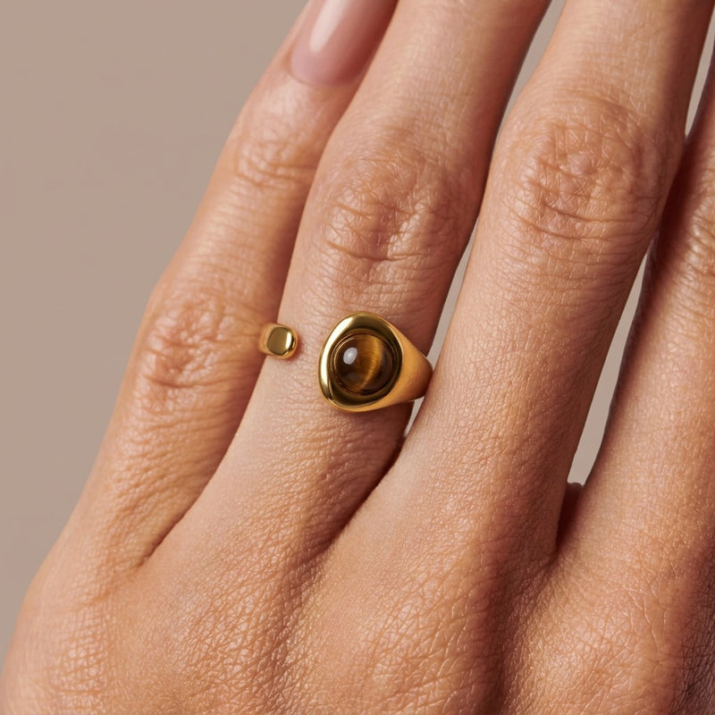 Tiger's eye ring "Dune"