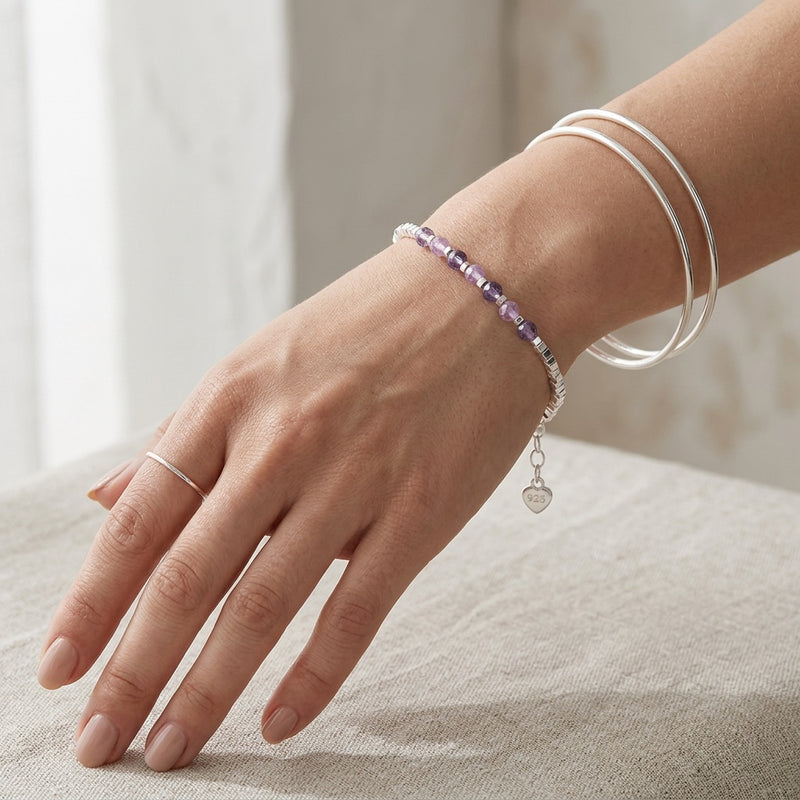 Lepidolite & Rose Quartz Bracelet "Serenity Bloom"