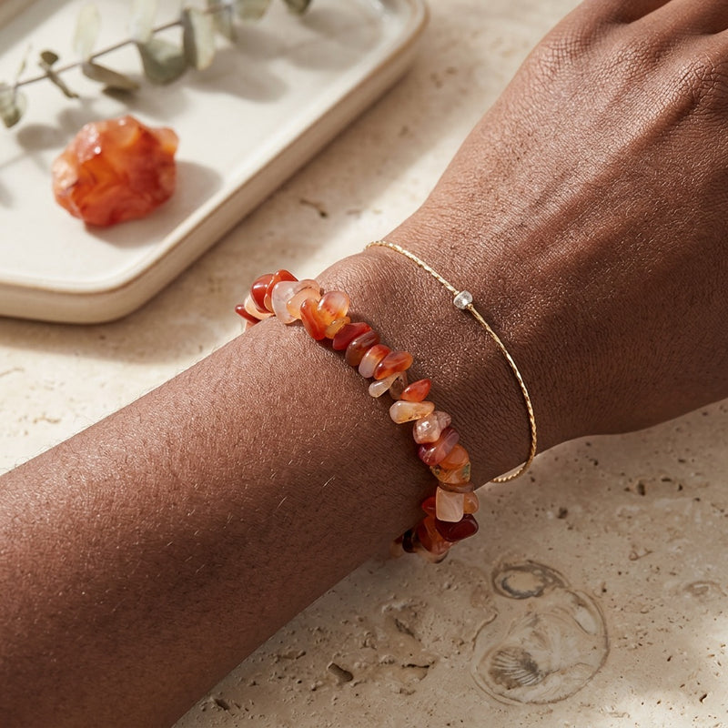 Carnelian Stone Elastic Bracelet "Nama Solis"