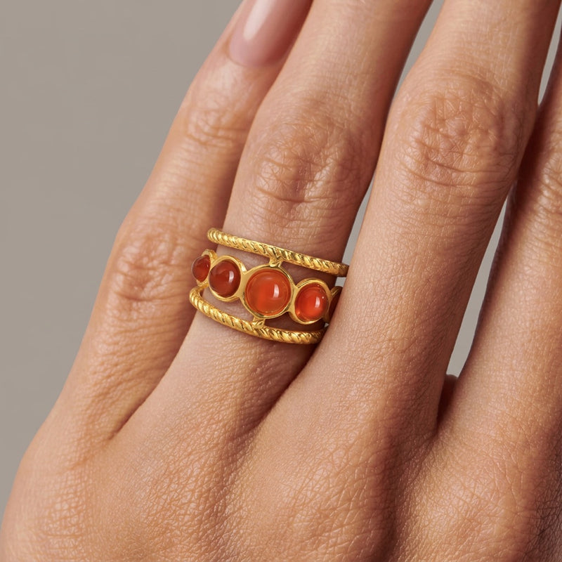 Orange Carnelian Ring "Galaxy"