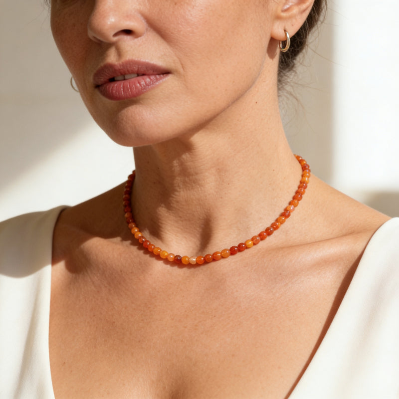 Carnelian Stone Necklace "Solar Ember"