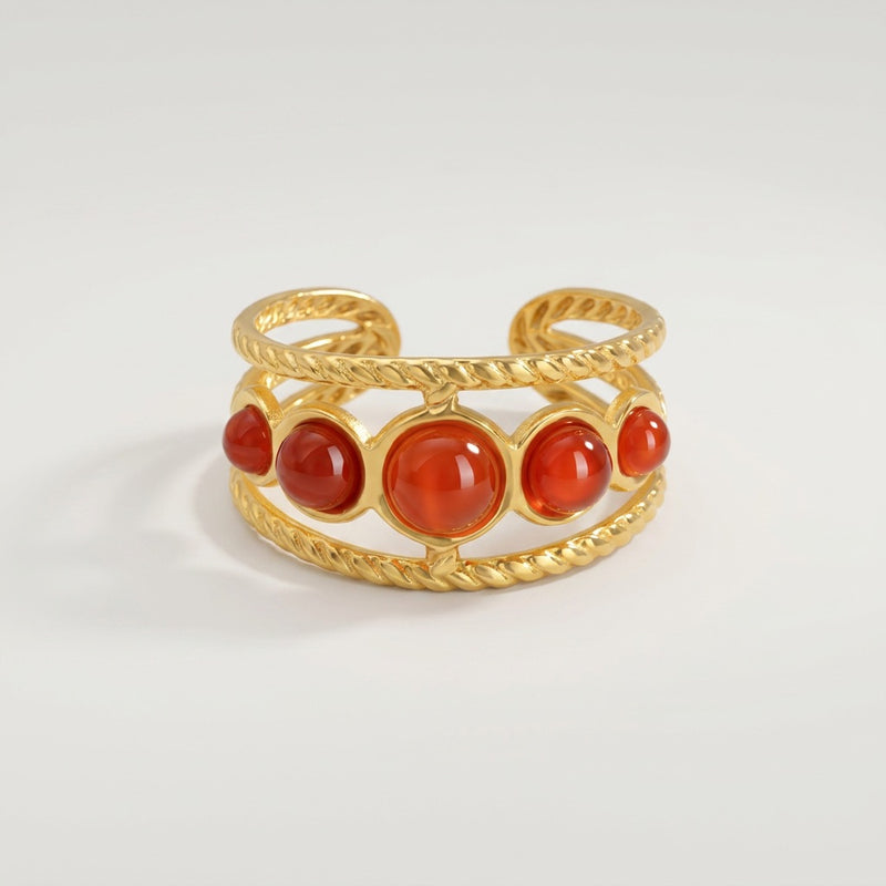 Orange Carnelian Ring "Galaxy"
