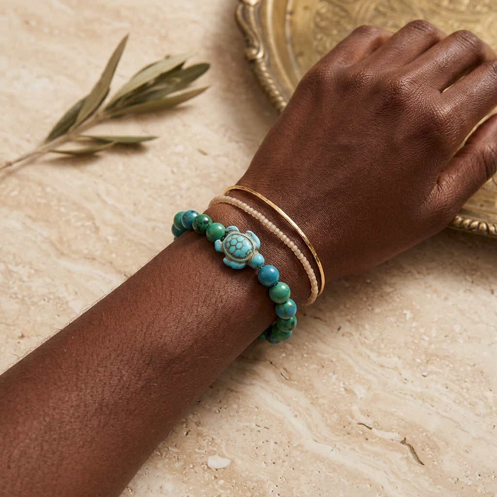 Chrysocolla Stone Bracelet "Turtle"