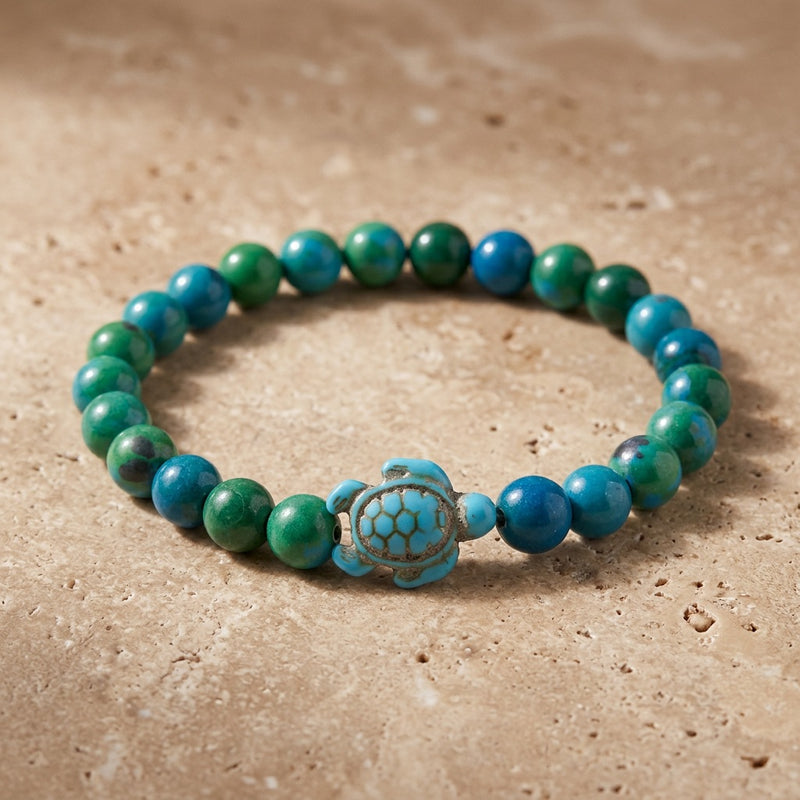 Chrysocolla Stone Bracelet "Turtle"