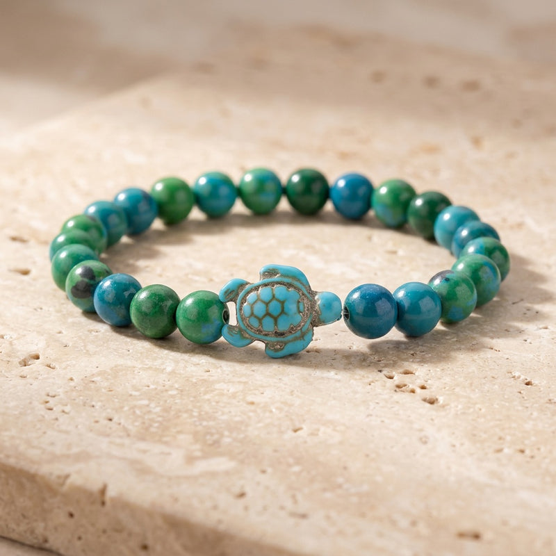 Chrysocolla Stone Bracelet "Turtle"