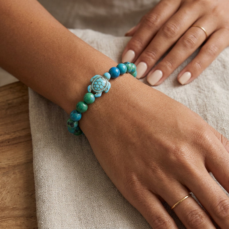 Chrysocolla Stone Bracelet "Turtle"