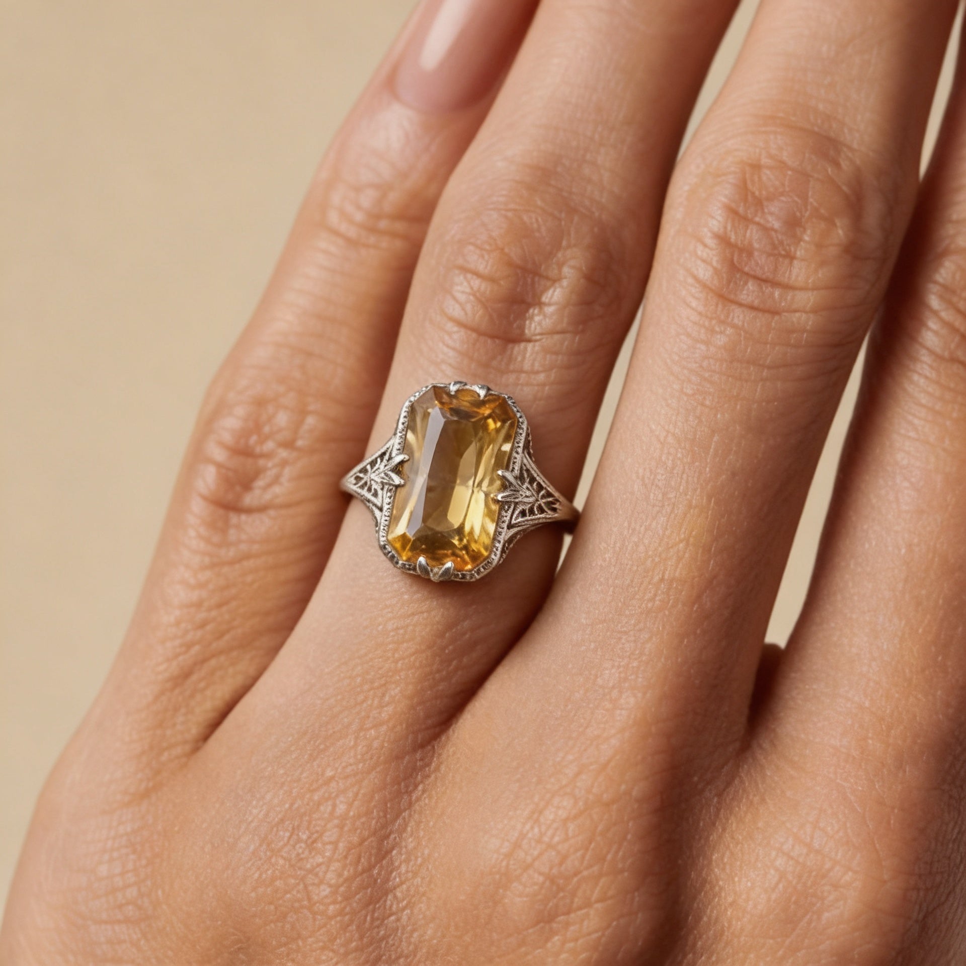 Citrine Stone Ring “Golden Aura”