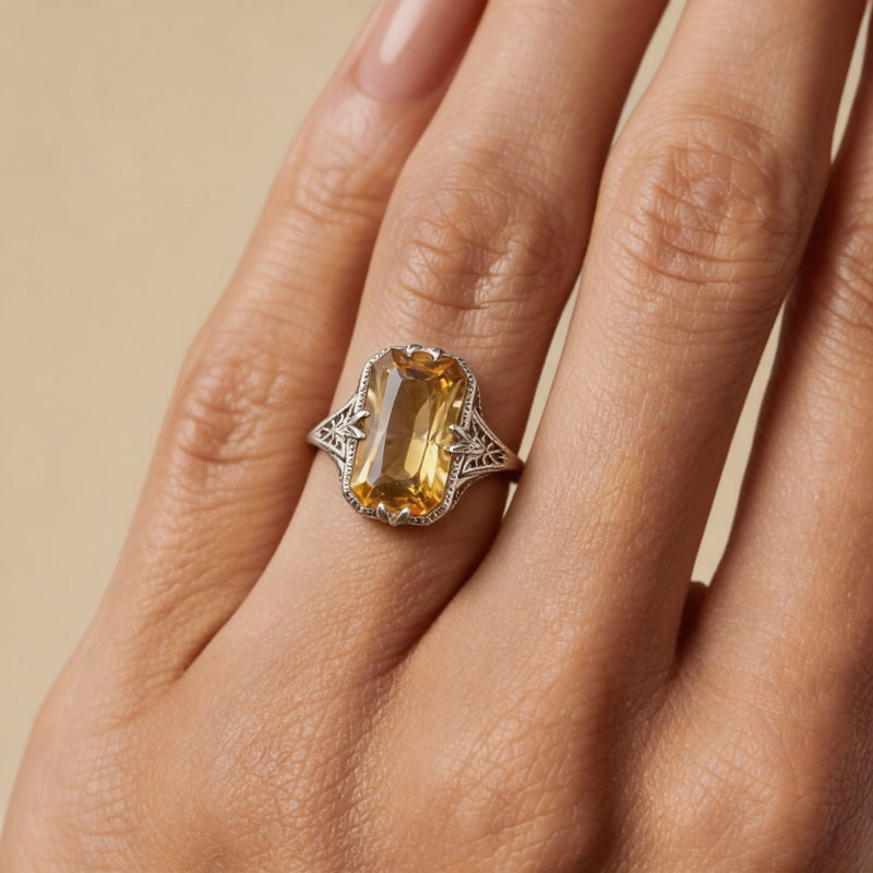 Citrine Stone Ring “Golden Aura”