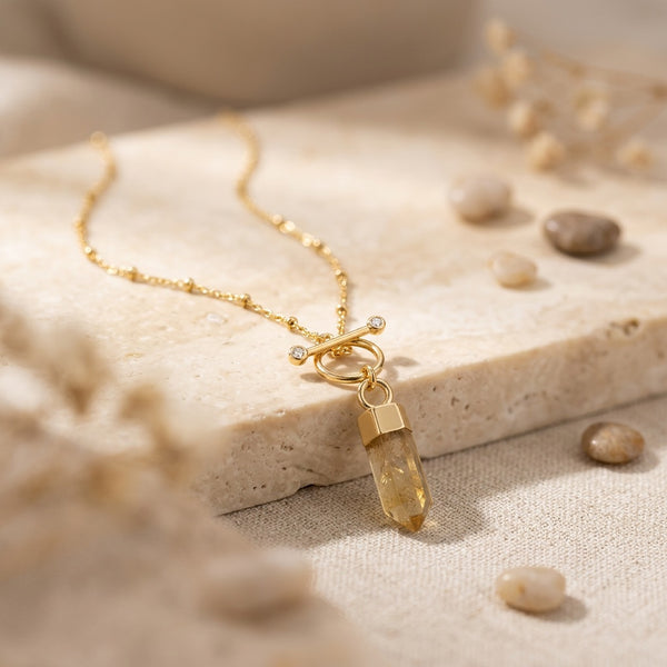 Citrine Necklace "Nebula" gold/silver