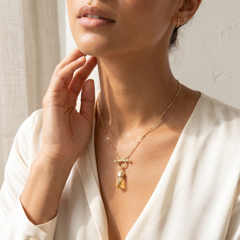 Citrine Necklace "Nebula" gold/silver