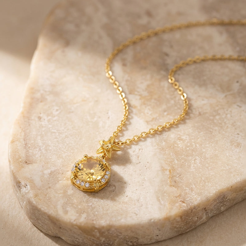 Citrine Crystal Jewerly Necklace "Solaris Bloom"