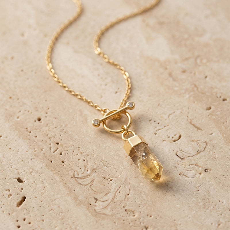Citrine Necklace "Nebula" gold/silver