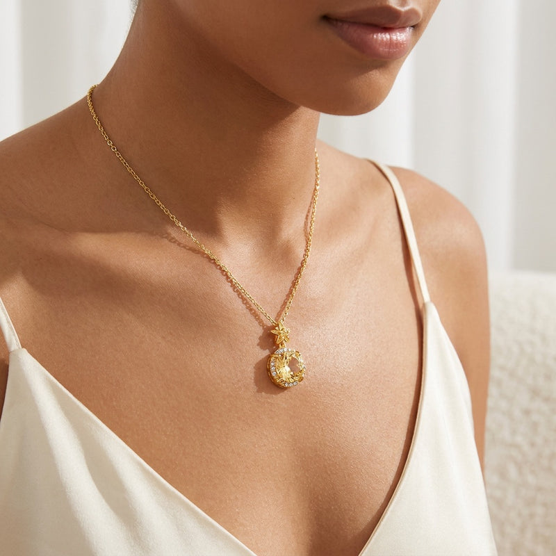Citrine Crystal Jewerly Necklace "Solaris Bloom"