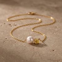 Citrine stone and Pearl Necklace “Serenza”
