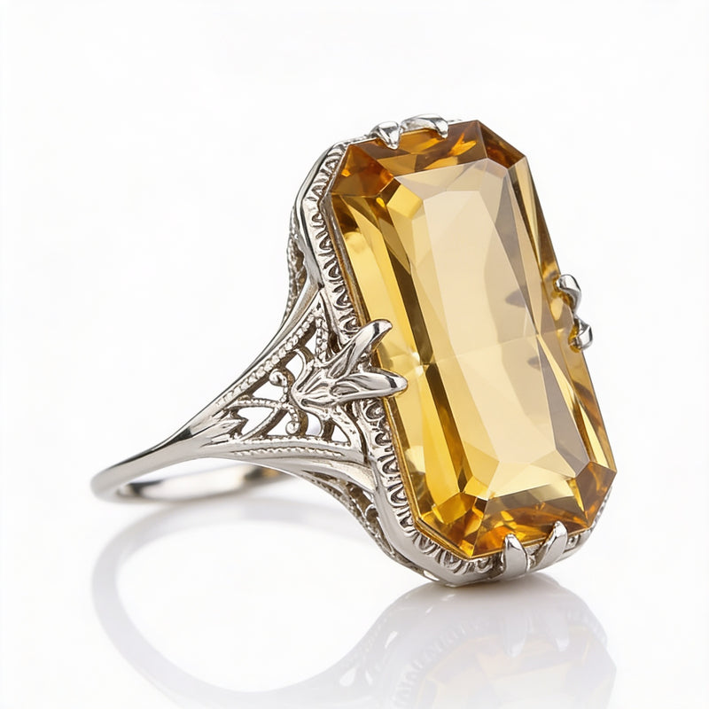 Citrine Stone Ring “Golden Aura”