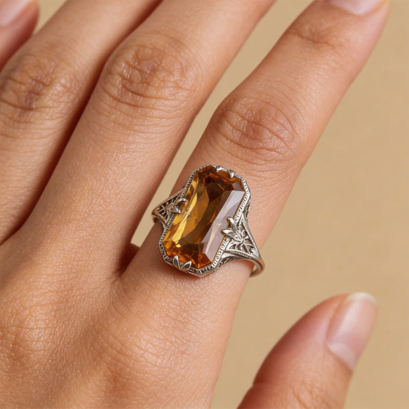 Citrine Stone Ring “Golden Aura”