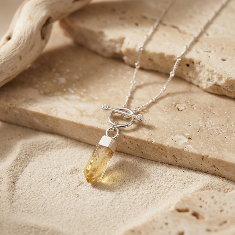 Citrine Necklace "Nebula" gold/silver