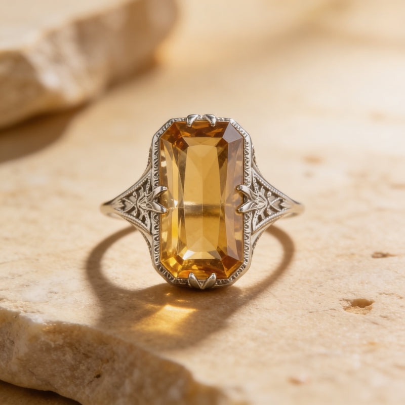 Citrine Stone Ring “Golden Aura”