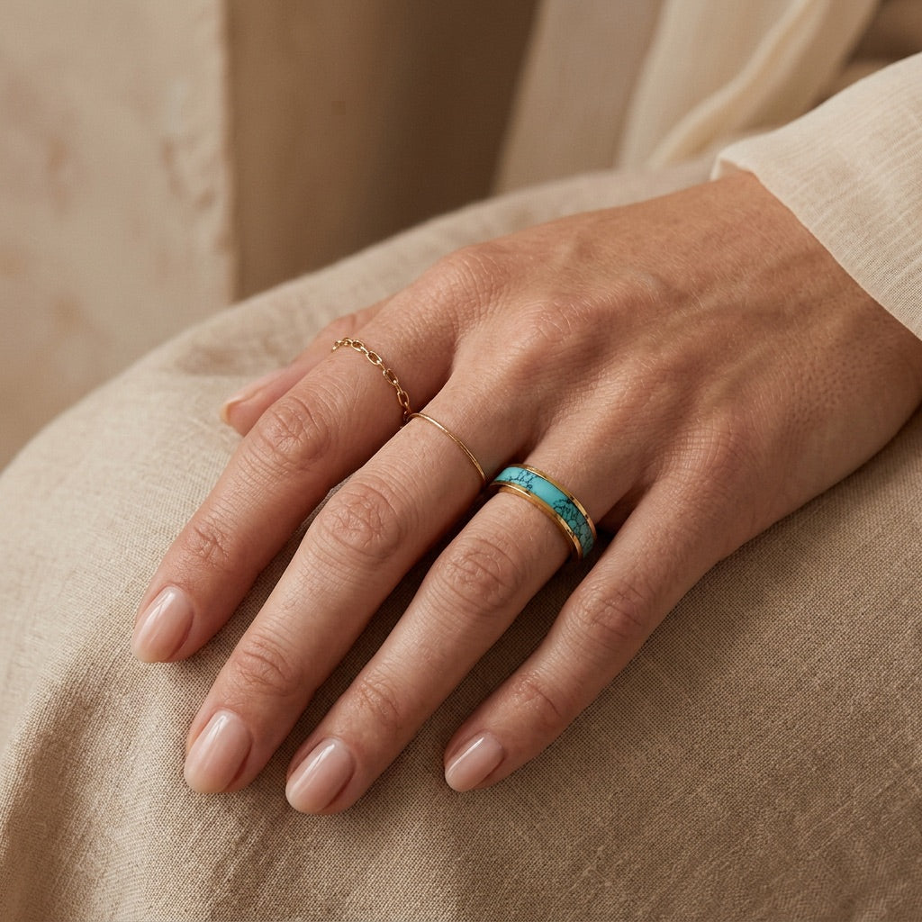 Turquoise Ring Birthstone of December "Cercle"