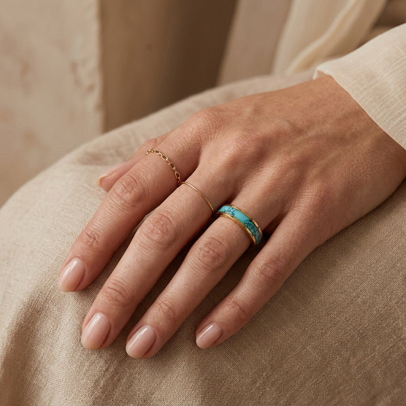Turquoise Ring Birthstone of December "Cercle"