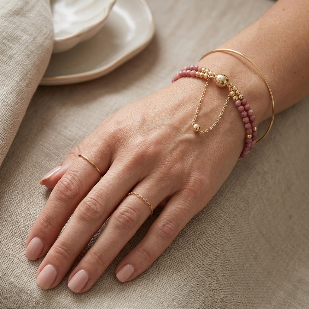 Rhodonite Stone Bracelet “Velora Bloom”