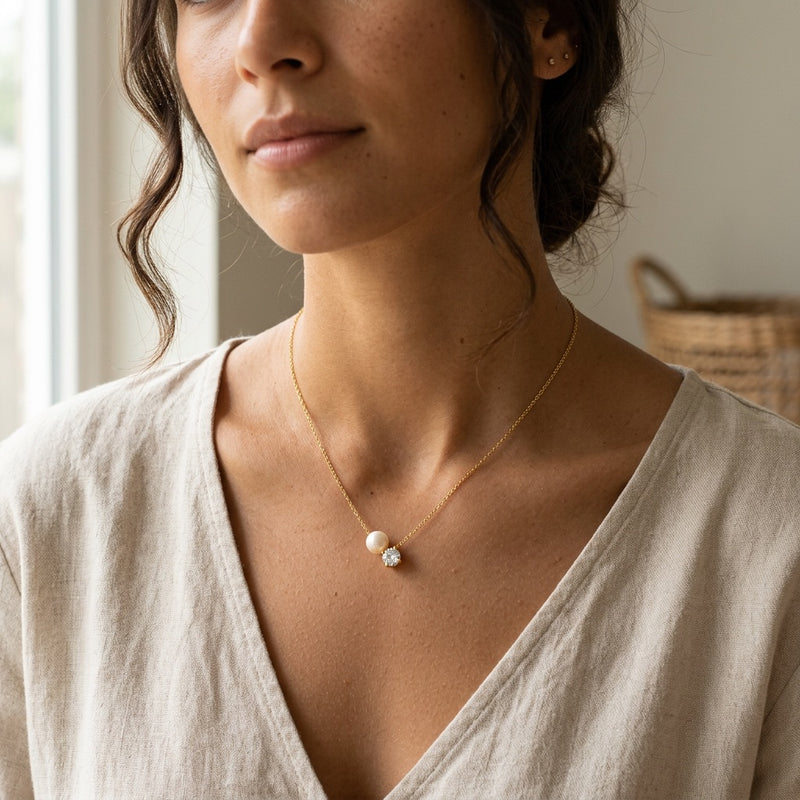 Diamond and Pearl Necklace “Serenza”