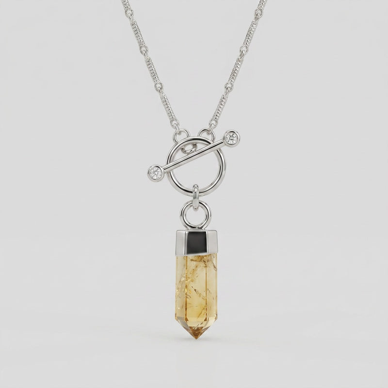 Citrine Necklace "Nebula" gold/silver
