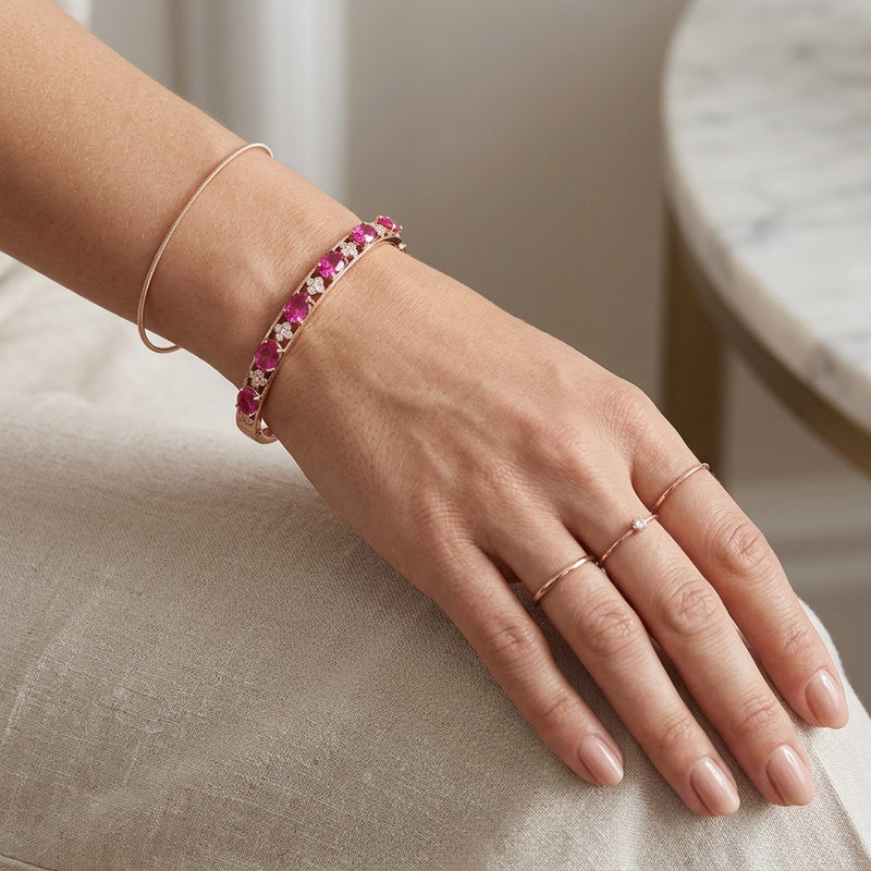 Ruby Bracelet "Velmora Crown" Rose Gold