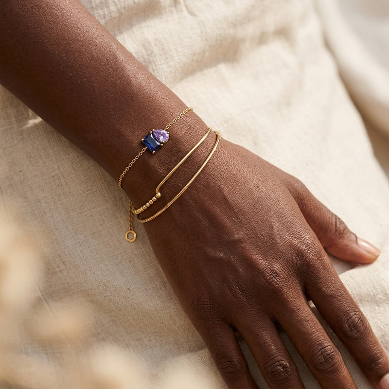 Blue Sapphire & Amethyst Stone Bracelet "Esmira"