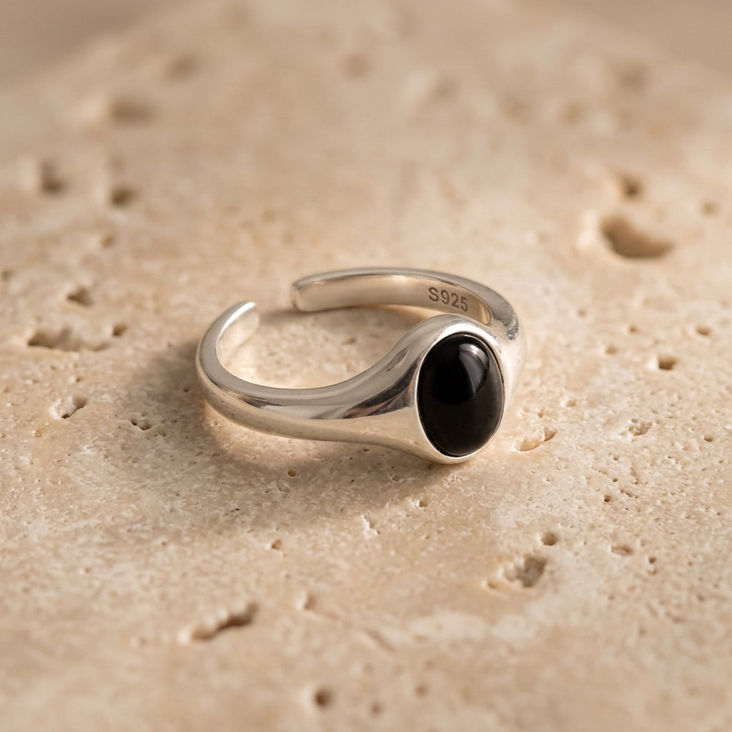 Black Tourmaline Ring "Opus" Adjustable