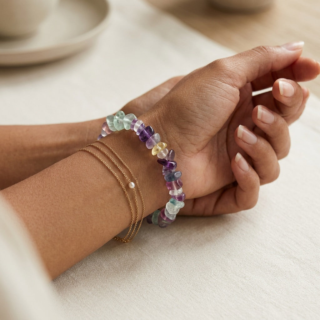Fluorite Elastic Stone Bracelet "Nama"
