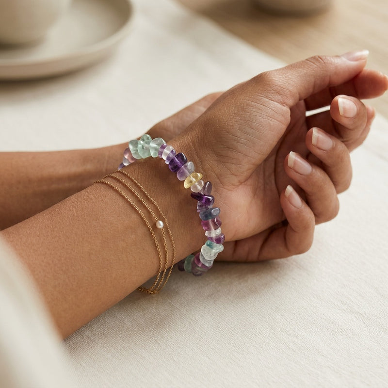 Fluorite Elastic Stone Bracelet "Nama"