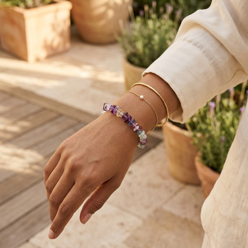 Fluorite Elastic Stone Bracelet "Nama"