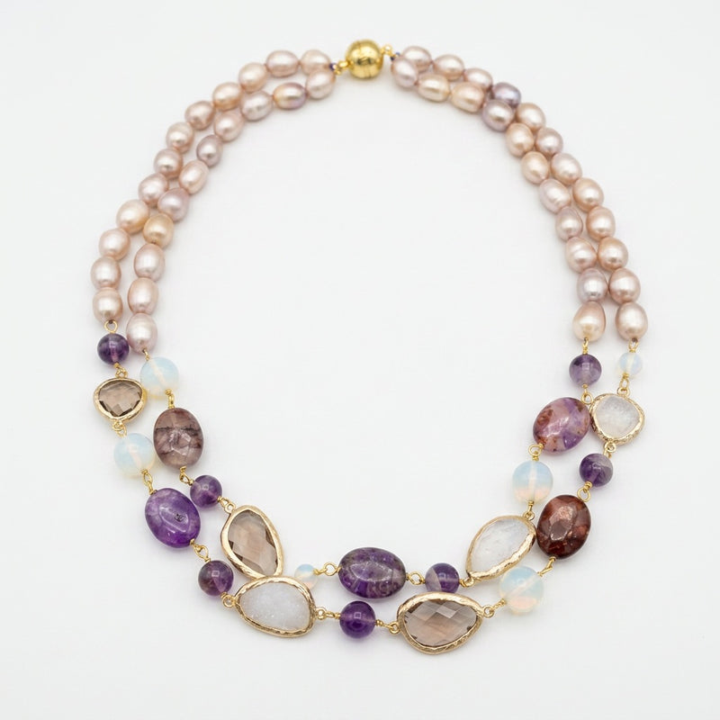 Amethyst & Moonstone Necklace "Diva"