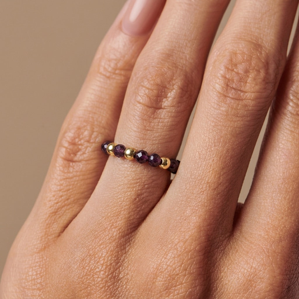 Garnet Adjustable Ring "Niubi"