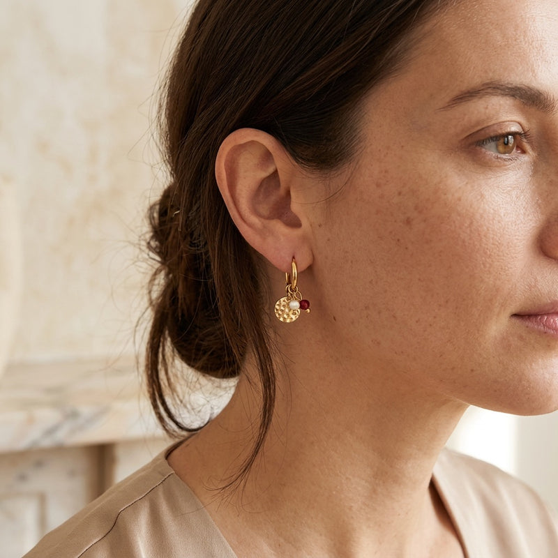 Garnet stone earrings "Noctara"