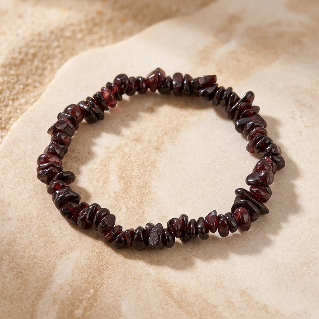 Garnet Elastic Stone Bracelet "Nama"