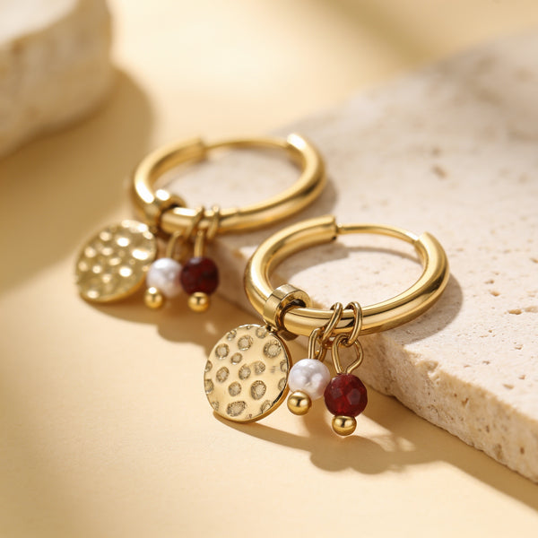 Garnet stone earrings "Noctara"