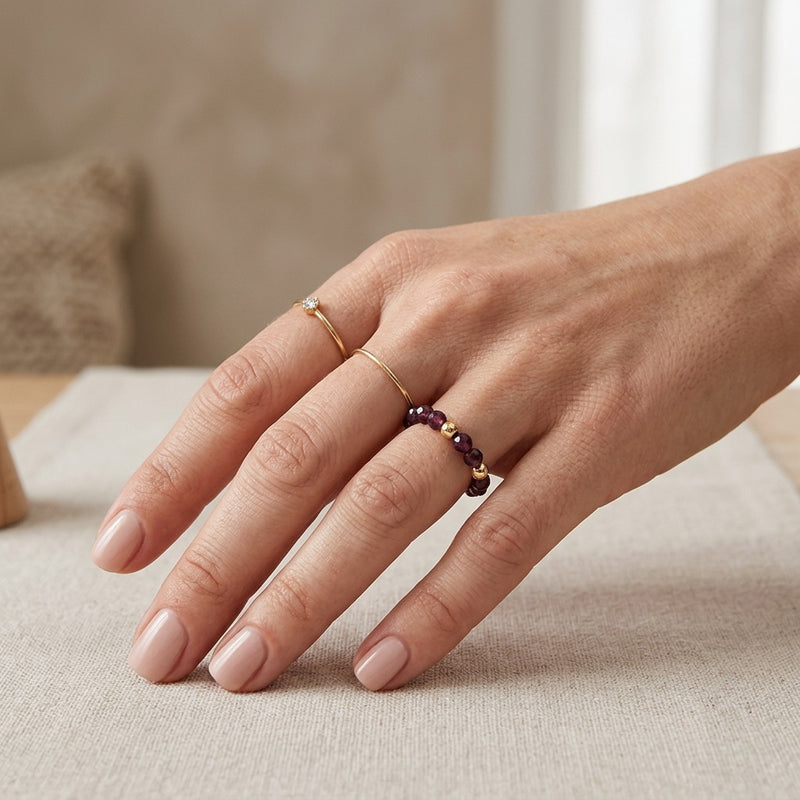 Garnet Adjustable Ring "Niubi"